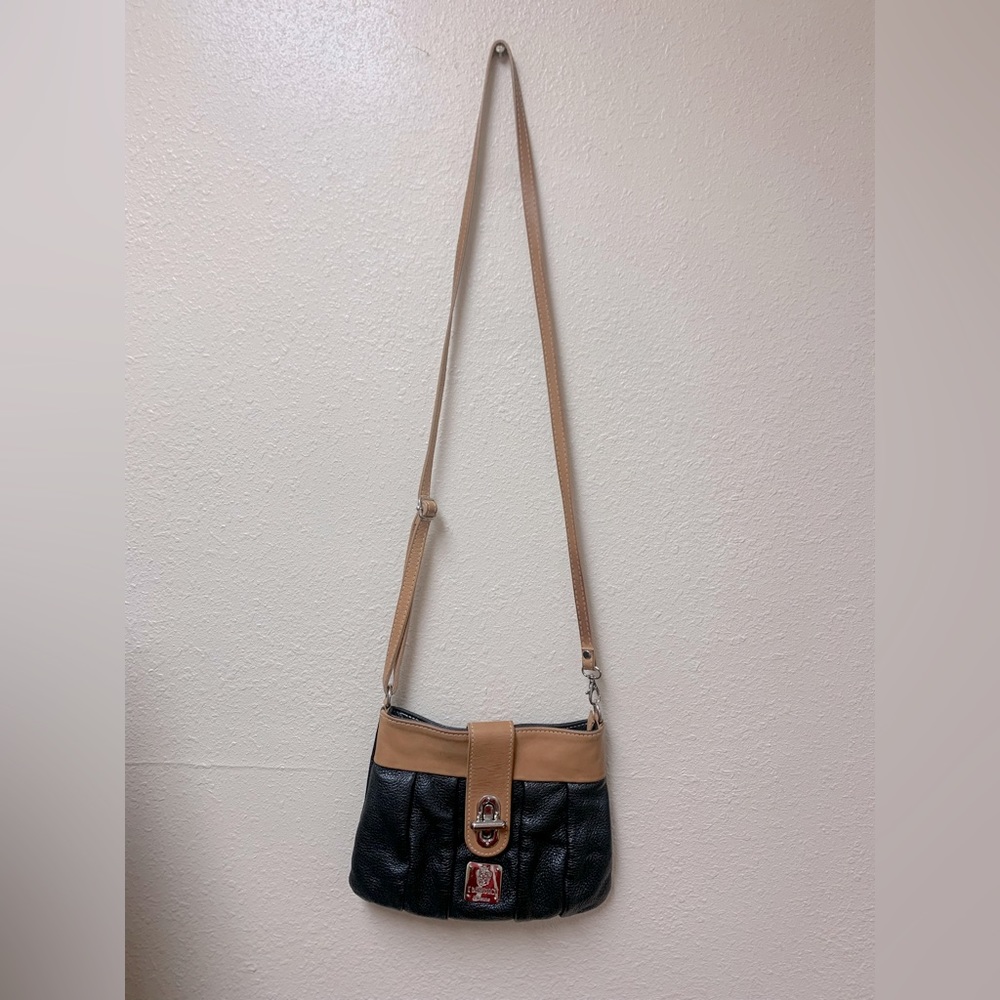 I Medici Firenze Italy black caramel leather Purse cross body adjustable bag